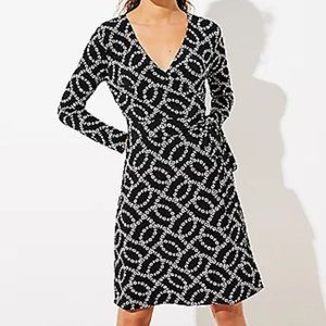 Loft Flower Chain Long Sleeve Wrap Dress - size L
